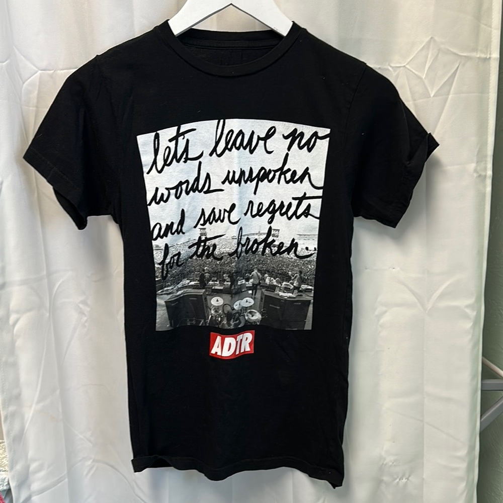 A Day to Remember Black Band Tee with White and Red Graphic